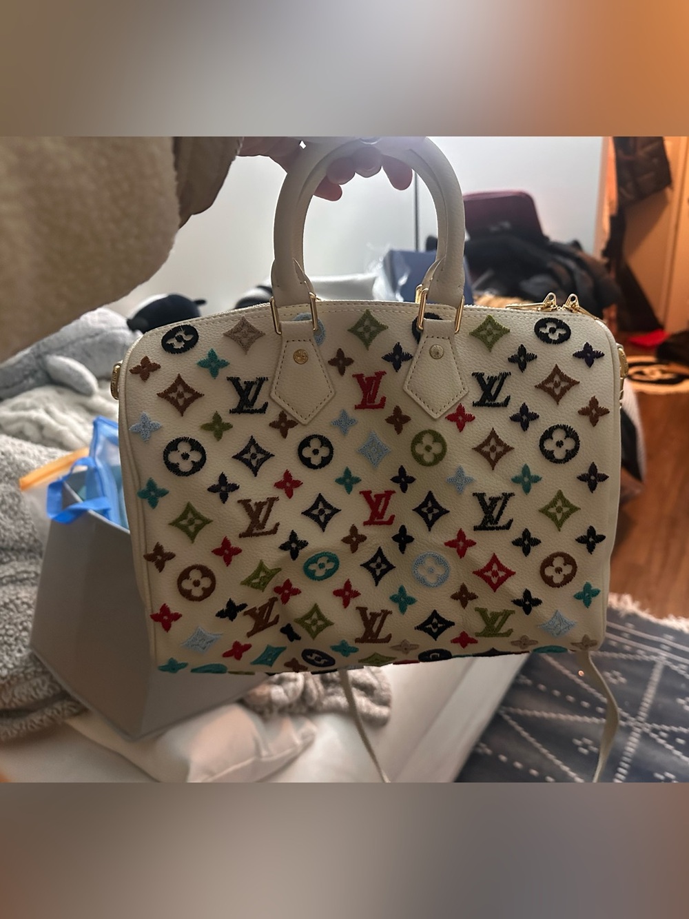 FASHION- large speedy Cream Multicolor Monogram Satchel